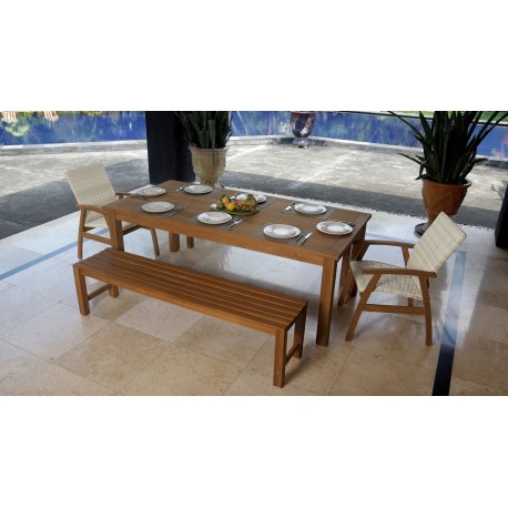 Teak 3 Piece Outdoor Bench Seat Dining, Outdoor Bench Seat And Table