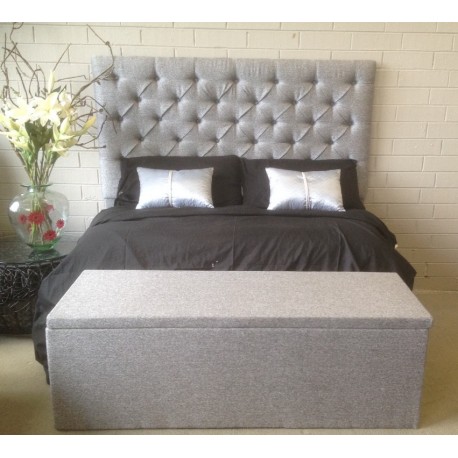 King size Upholstered High rise Bed Head grey