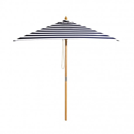 French Riviera - 2m black and white stripe umbrella with cover